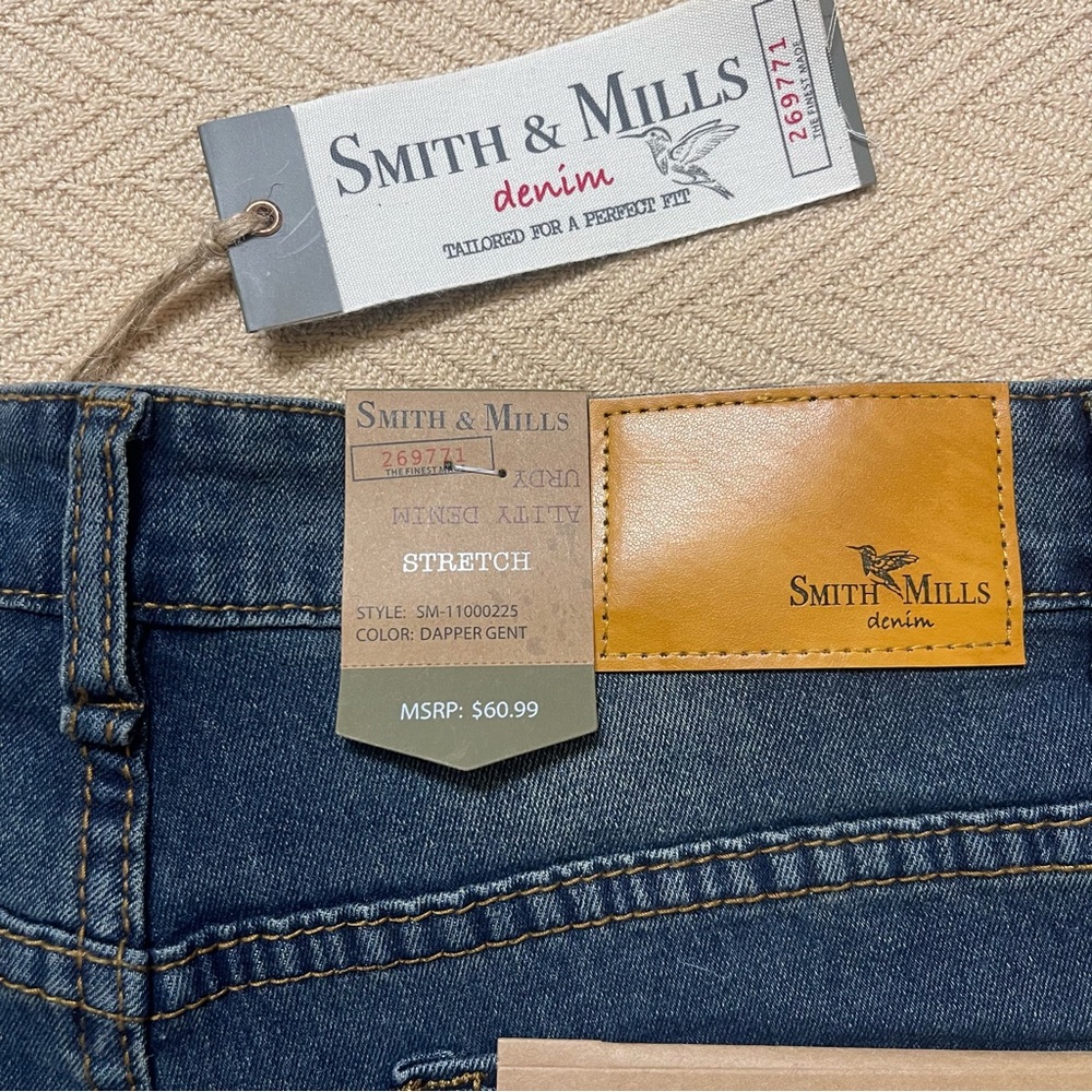 SMITH Men's Straight Fit Denim Jeans - Classic Blue - Picture 4 of 8
